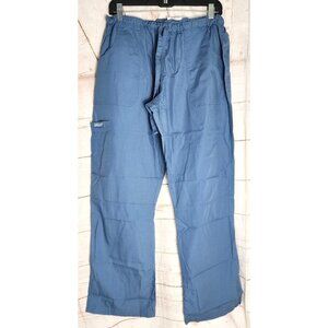 Butter-Soft Large Blue Scrub Pants with Elastic Waist, Drawstring